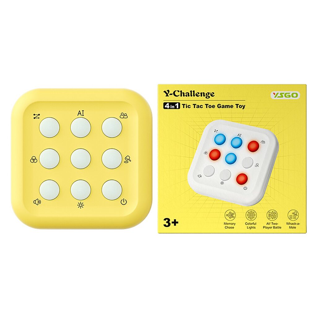 Light-button learning game with product packaging